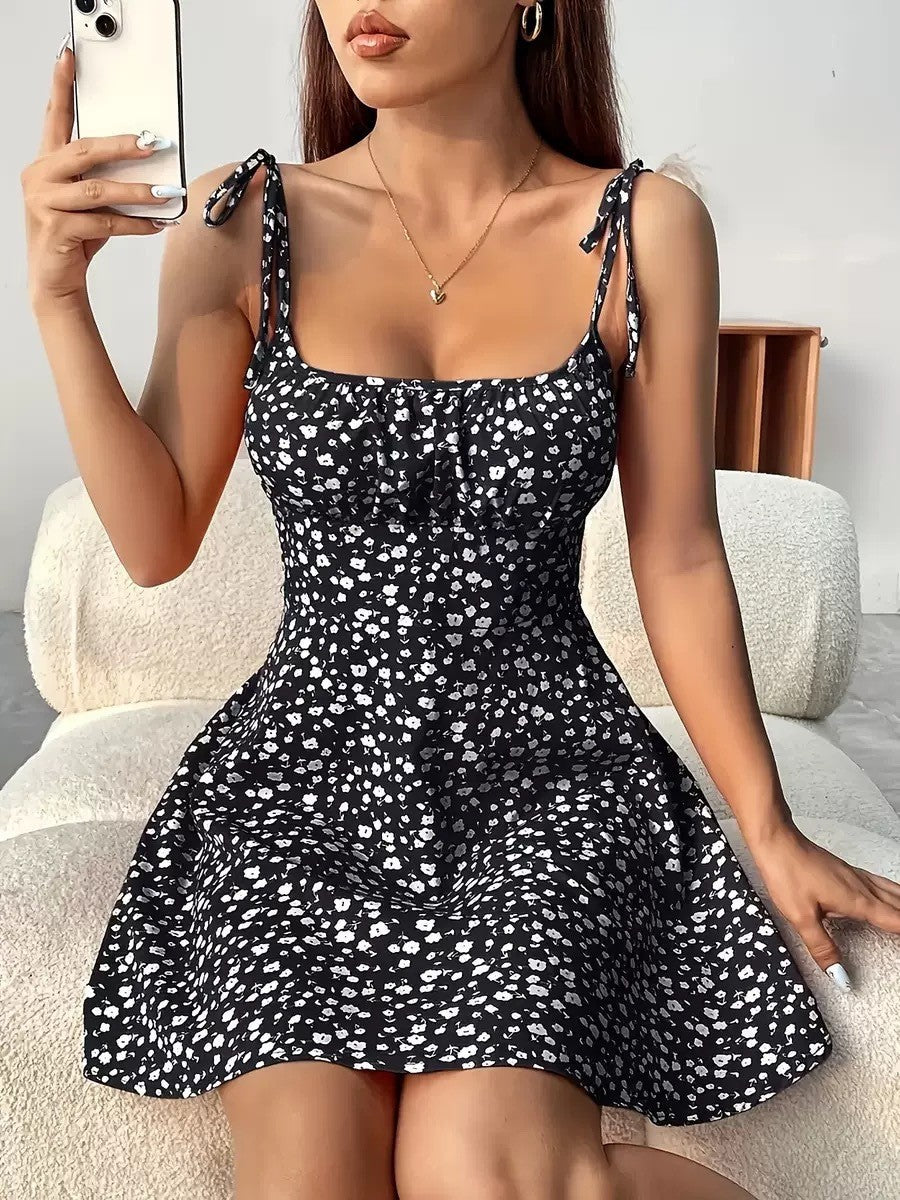 Women's printed open-back A-line mini dress – product image 5
