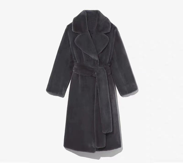 Thickened Long Section Plush Trench Coat