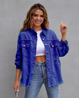 Fashion Ripped Shirt Jacket Female - WOMONA.COM