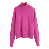 Solid Color Loose Pullover Sweater - WOMONA.COM