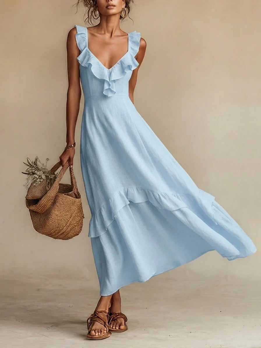 Women's ruffle-trim strappy maxi dress