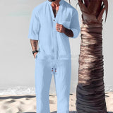 Cotton And Linen Half Sleeve Suit Men's Summer