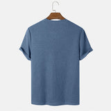 Men Summer Solid Color Round Neck Basic T-Shirts - WOMONA.COM