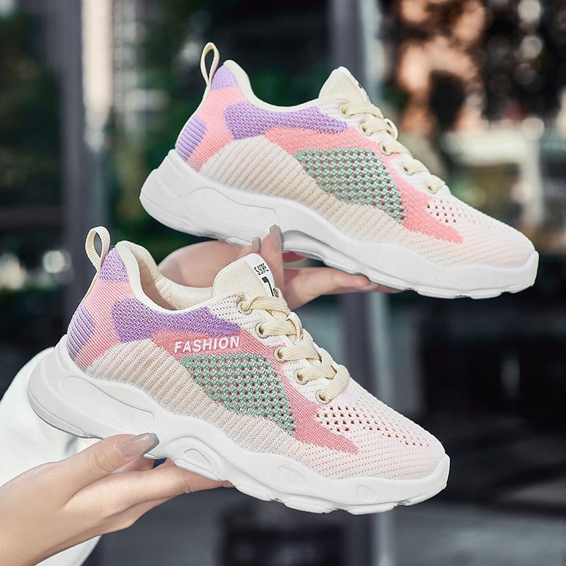 Zapatillas deportivas informales con cordones y diseño en bloques de color para mujer