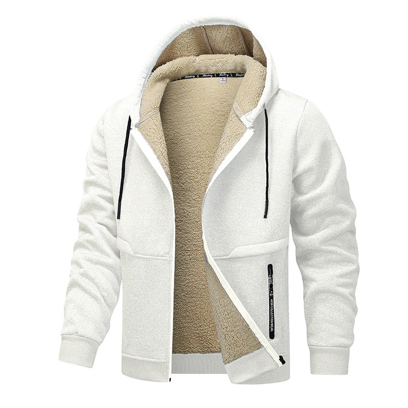 Men's sherpa-style lined zip-up hoodie