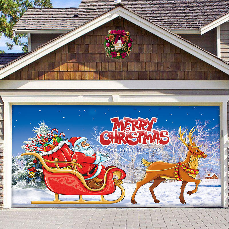 Christmas Background Hanging Cloth Garage Door Patch Holiday Party