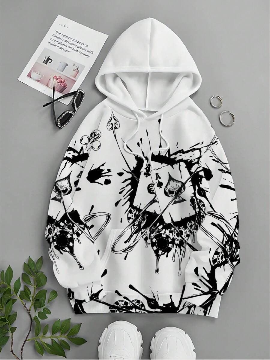 Gambler Ink Playing Cards 3D Digital Printing Hoodie - WOMONA.COM