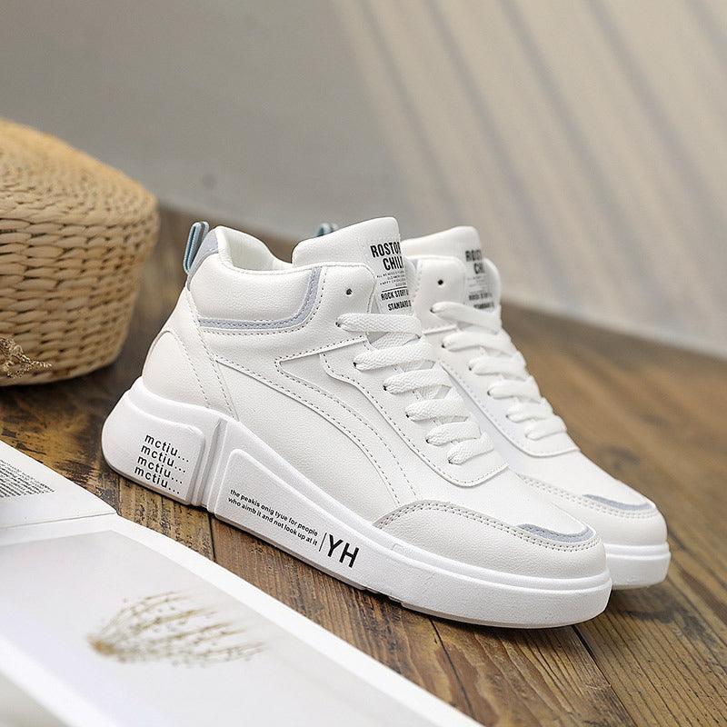 High Top Women Leather Casual Sneakers - WOMONA.COM