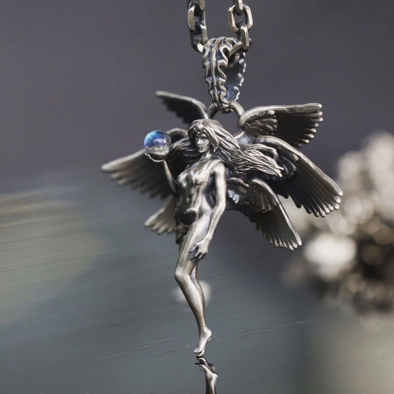 Six Winged Angel Pendant Necklace Sweaters For Men And Women - WOMONA.COM