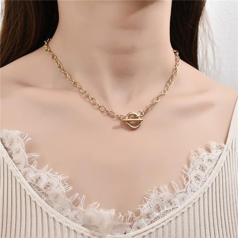 OT Buckle Simple Clavicle Necklace - WOMONA.COM