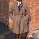 Men's Herringbone Wool Slim Fit Mid Length Coat - WOMONA.COM