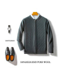 100 Pure Wool Men's Clothing Plus Size Collar Cardigan Zipper - WOMONA.COM