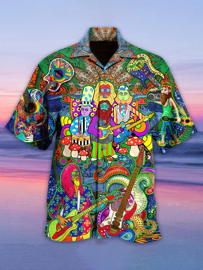 New Fashion Summer Leisure Printed Shirt Men - WOMONA.COM