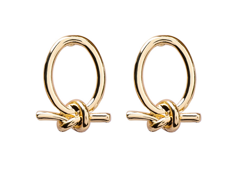 Stud cold oval knotted earrings - WOMONA.COM