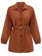 Single Breasted Belt Shirt Coat Women - WOMONA.COM