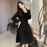 V-neck With Big Long Female Autumn French Gentle Dress - WOMONA.COM