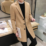 Men's woolen coat slim and handsome long trench coat - WOMONA.COM