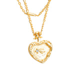 Simple Embossed Heart Necklace Double French Necklace - WOMONA.COM