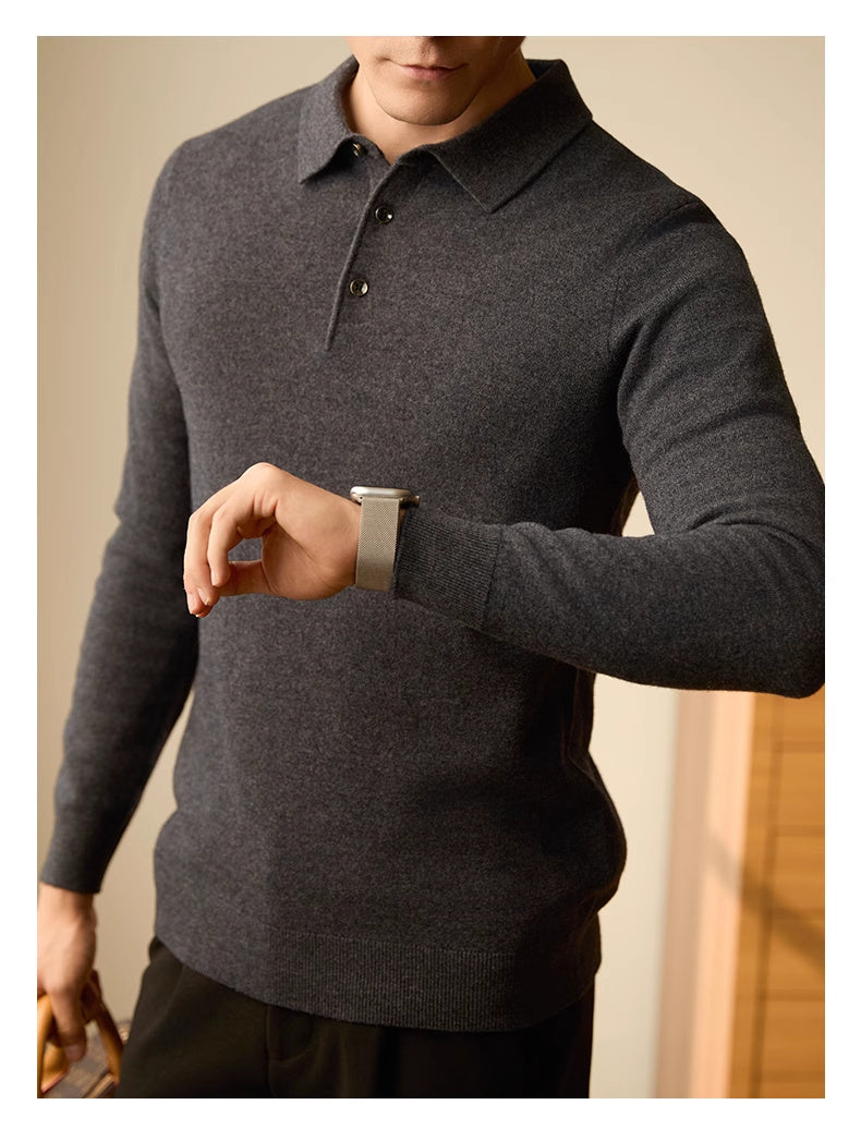 Men's Polo Collar Business Casual Sweater - WOMONA.COM