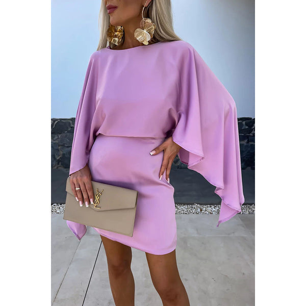 Women's Fashion New Satin Bat Sleeve Dress - WOMONA.COM