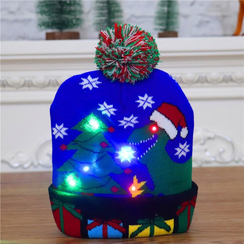 LED Christmas Hat Sweater Knitted Beanie Christmas