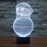 Christmas snowman colorful 3D lights - WOMONA.COM