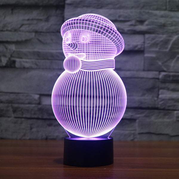 Christmas snowman colorful 3D lights - WOMONA.COM