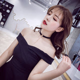 Necklace women collar clavicle necklace black - WOMONA.COM