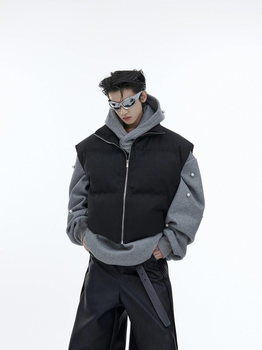 Solid Color Short Standing Collar Cotton Suit - WOMONA.COM