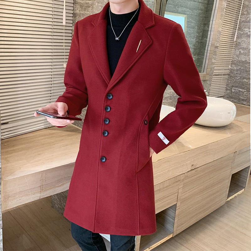 New Solid Color Fashion Brand Slim Woolen Coat - WOMONA.COM