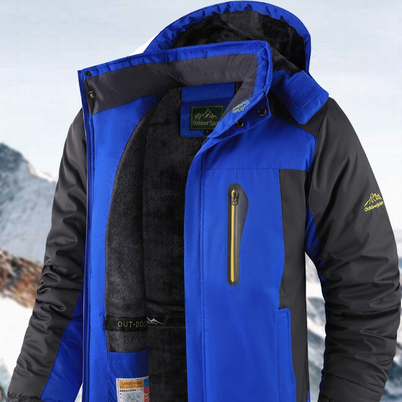 Men's fleece-lined water-resistant outdoor windbreaker jacket in army green, black, blue and red – photo 1 of 10