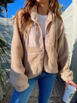 Short Cardigan Plush Jacket Lamb Wool Coat - WOMONA.COM