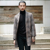 Houndstooth reversible men's plaid woolen coat - WOMONA.COM