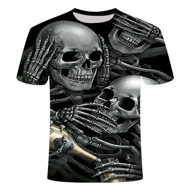 T-Shirts Casual Tee-Tops Short-Sleeve Skull Fashion - WOMONA.COM