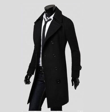 Men Long Trench Coat - WOMONA.COM