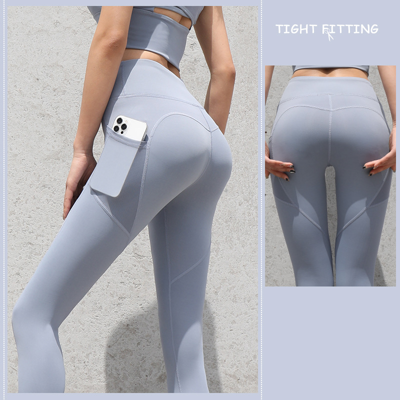 Gym Sport Seamless Leggings With Pockets Push Up High Waist Pants - WOMONA.COM