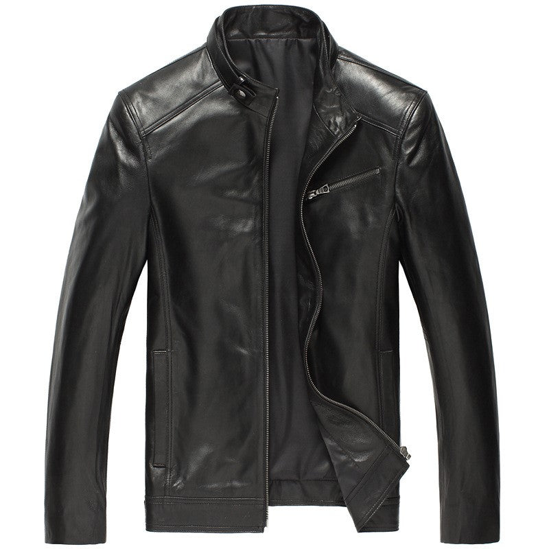 Men's genuine sheepskin stand-collar jacket