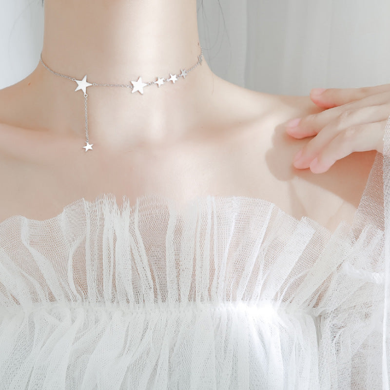 Star necklace female short clavicle - WOMONA.COM