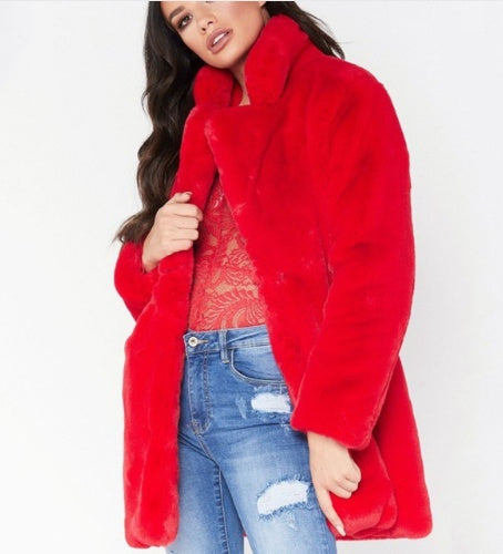 Faux Fur Coat Women Long Sleeve Warm Thick Wave Jackets - WOMONA.COM