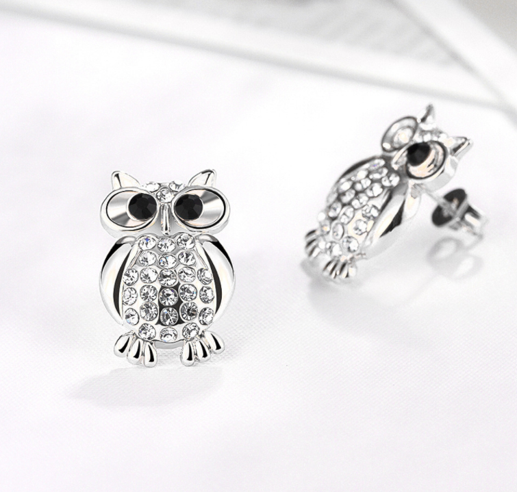 Fashion owl stud earrings - WOMONA.COM