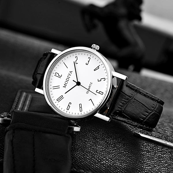 Simple Leather Belt Men's Quartz Watch - WOMONA.COM