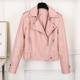 Short PU motorcycle leather jacket - WOMONA.COM