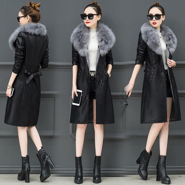 Fur collar fur coat