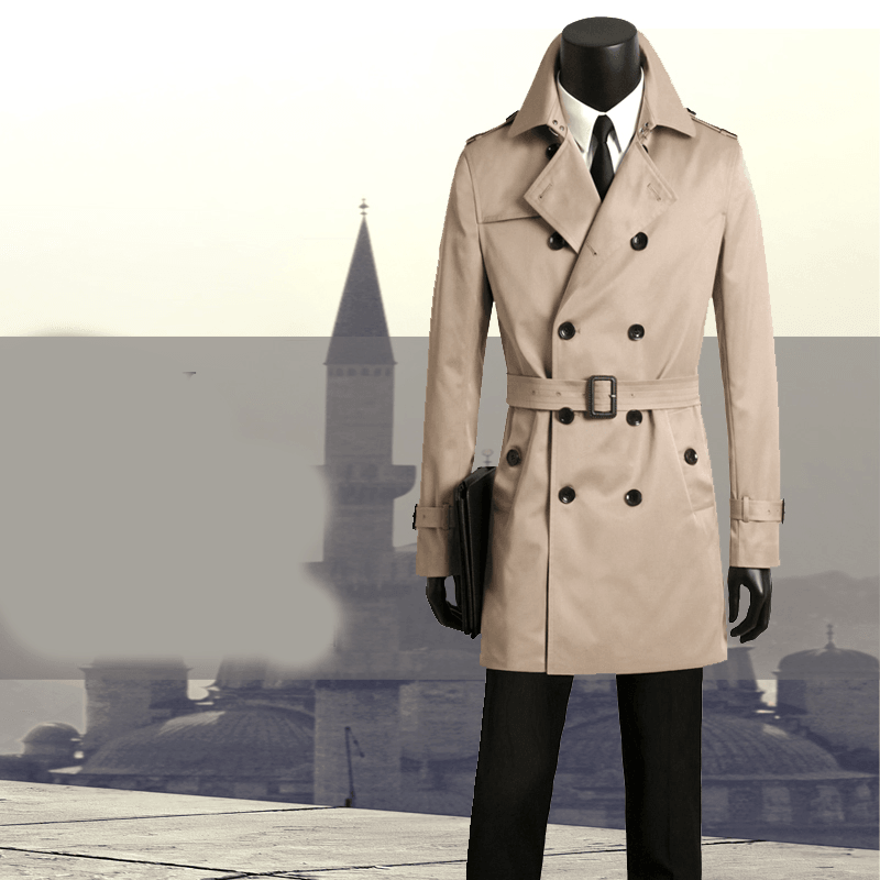 Men's slim long trench coat - WOMONA.COM