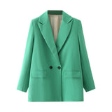 Women's Multicolor Double Breasted Coat Suit - WOMONA.COM