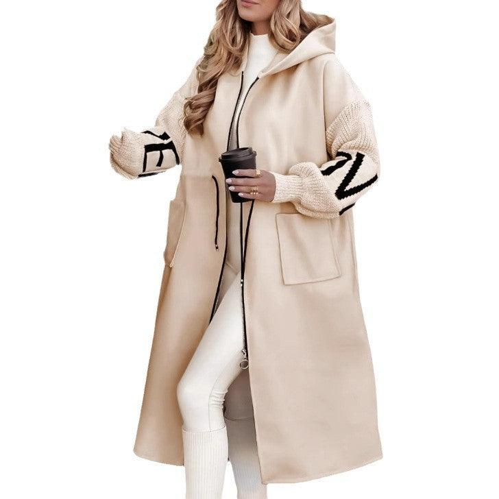 Women's Mid-length Hoodie Windbreaker Sweater Coat - WOMONA.COM