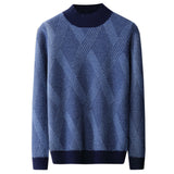 Half Turtleneck Thickened Matting Woven Sweater Loose Contrast Color Knitted Cashmere Bottoming Shirt