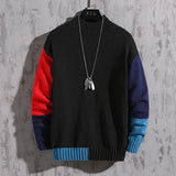 Fashion Color Block  Men's Plus Size Sweater