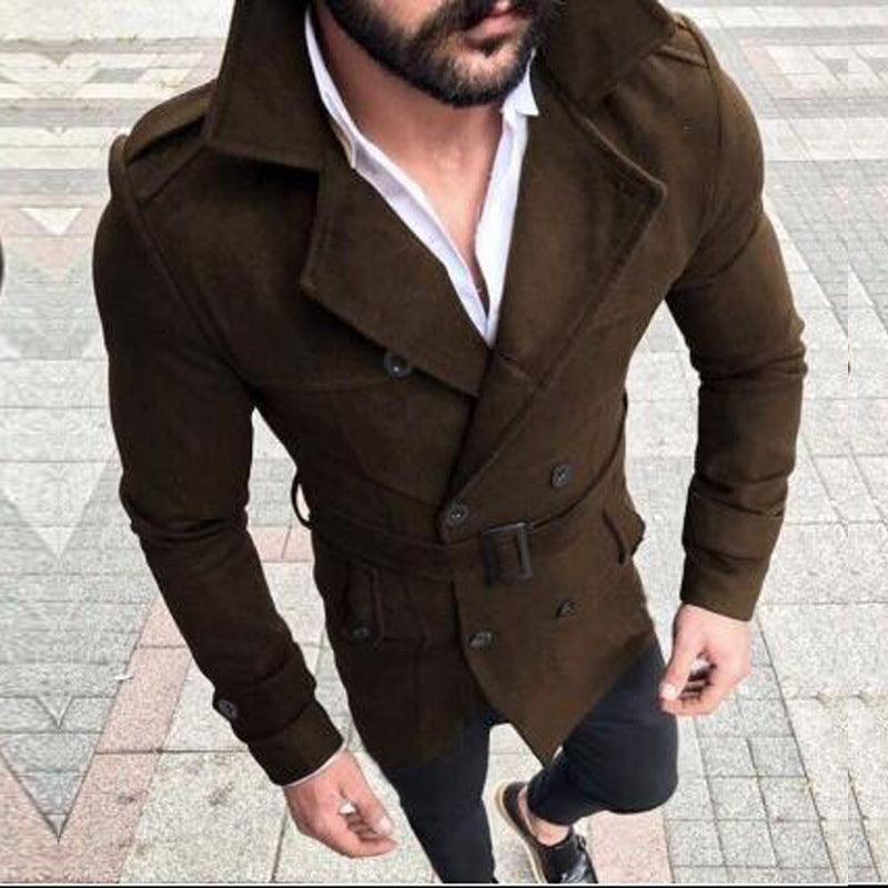 Double-breasted casual trench coat wool coat - WOMONA.COM