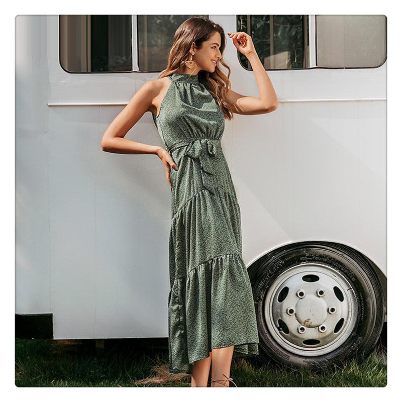 Women's green printed maxi dress